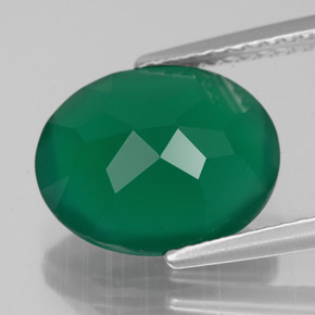 3.75캐럿 천연 그린 아게이트, 투명한, 11.9×9.8 mm, 투명/반투명
