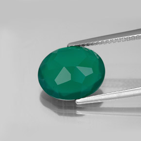 3.65캐럿 천연 그린 아게이트, 투명한, 12.1×10 mm, 투명/반투명