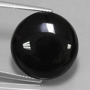 18.29캐럿 천연 검정색 아게이트, 라운드 컷, 18.70 mm, 불투명체