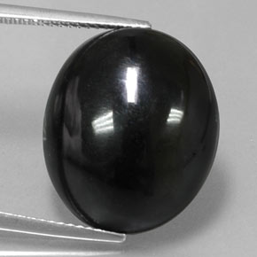 18.59캐럿 천연 검정색 아게이트, 타원형 컷, 18.9×16 mm, 불투명체