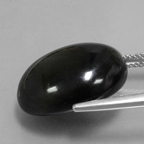 18.59캐럿 천연 검정색 아게이트, 타원형 컷, 18.9×16 mm, 불투명체