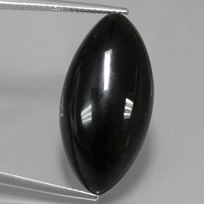 20.63캐럿 천연 검정색 아게이트, 마퀴즈, 26.9×13.2 mm, 불투명체
