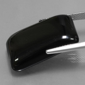 22.39캐럿 천연 검정색 아게이트, 바게트, 22.3×15.5 mm, 불투명체