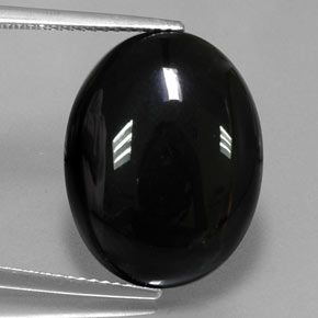 14.26캐럿 천연 검정색 아게이트, 타원형 컷, 19.1×14.9 mm, 불투명체