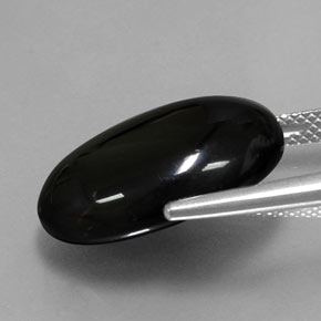 14.26캐럿 천연 검정색 아게이트, 타원형 컷, 19.1×14.9 mm, 불투명체