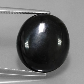 10.40캐럿 천연 검정색 아게이트, 타원형 컷, 15.6×13.9 mm, 불투명체