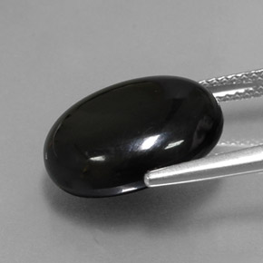 10.40캐럿 천연 검정색 아게이트, 타원형 컷, 15.6×13.9 mm, 불투명체