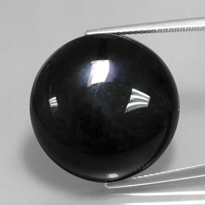 36.81캐럿 천연 검정색 아게이트, 라운드 컷, 21.89 mm, 불투명체
