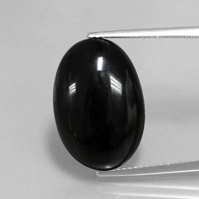 13.65캐럿 천연 검정색 아게이트, 타원형 컷, 20×13.7 mm, 불투명체