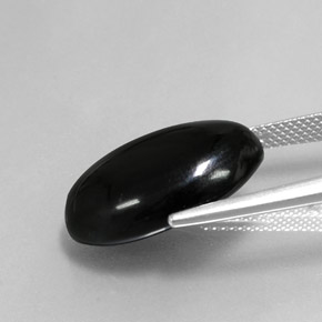 13.65캐럿 천연 검정색 아게이트, 타원형 컷, 20×13.7 mm, 불투명체