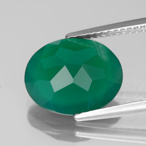 3.80캐럿 천연 그린 아게이트, 투명한, 12.2×10.2 mm, 투명/반투명
