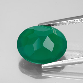 4.24캐럿 천연 그린 아게이트, 투명한, 12.2×10.2 mm, 투명/반투명