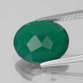 3.73캐럿 천연 그린 아게이트, 투명한, 11.7×9.7 mm, 투명/반투명