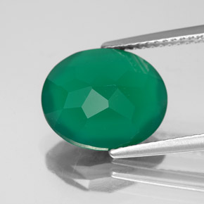 4.23캐럿 천연 그린 아게이트, 투명한, 12.3×10.1 mm, 투명/반투명