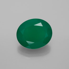 4.31캐럿 천연 그린 아게이트, 타원형 컷, 12.2×10.2 mm, 투명한