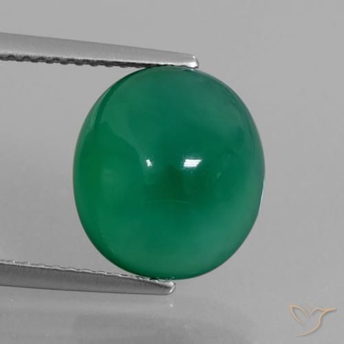 5.87ct 자연스러운 포레스트 그린 마노, 타원형, 투명한