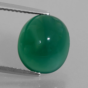 5.78캐럿 천연 그린 아게이트, 타원형 컷, 12.3×10.7 mm, 투명한