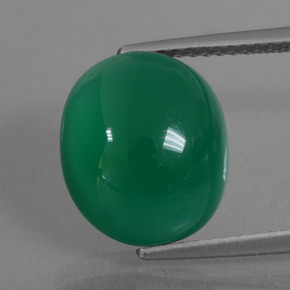 6.52캐럿 천연 그린 아게이트, 타원형 컷, 12.3×10.5 mm, 투명한