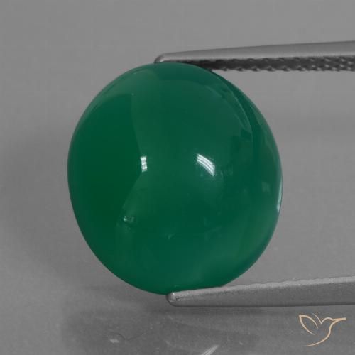 7.24ct 자연스러운 포레스트 그린 마노, 타원형, 투명한