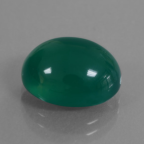 7.10캐럿 천연 중간 짙은 녹색 아게이트, 타원형 컷, 13.3×11 mm, 투명한