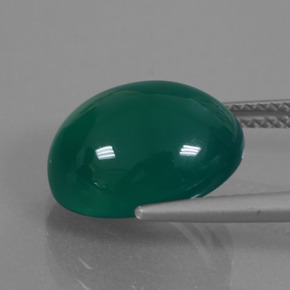 7.10캐럿 천연 중간 짙은 녹색 아게이트, 타원형 컷, 13.3×11 mm, 투명한