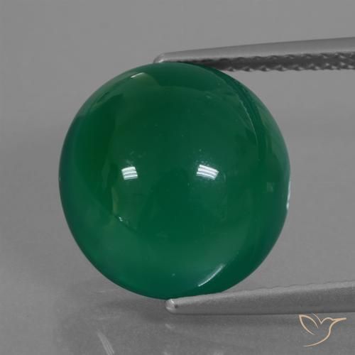7.02ct 자연스러운 미디엄 그린 마노, 타원형, 투명한