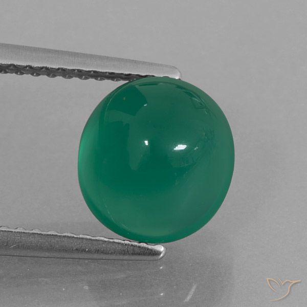 3.05ct 자연스러운 미디엄 그린 마노, 타원형, 투명한