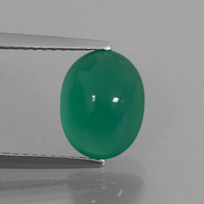 2.87캐럿 천연 미디엄 그린 아게이트, 타원형 컷, 9.9×7.6 mm, 투명한