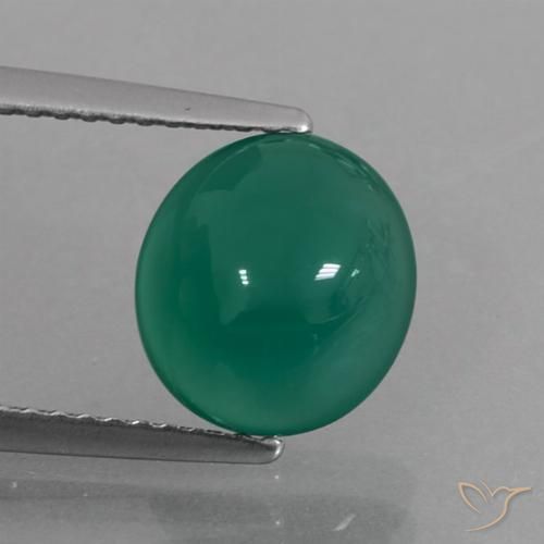 2.44ct 자연스러운 미디엄 그린 마노, 타원형, 투명한