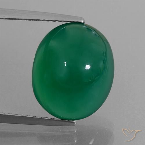 7.30ct 자연스러운 미디엄 그린 마노, 타원형, 투명한