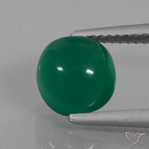 3.01ct 자연스러운 미디엄 그린 마노, 타원형, 투명한