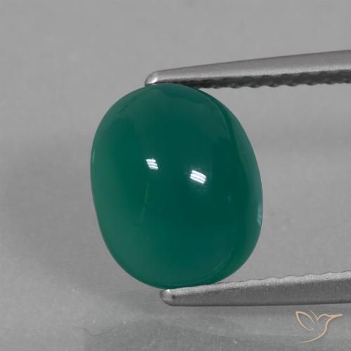 3.02ct 자연스러운 미디엄 그린 마노, 타원형, 투명한