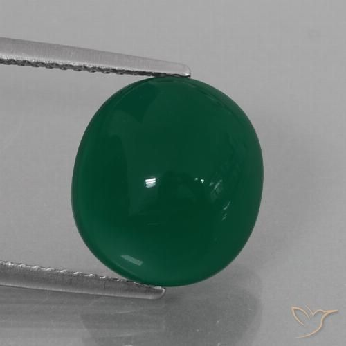6.74ct 자연스러운 녹색 마노, 타원형, 투명한