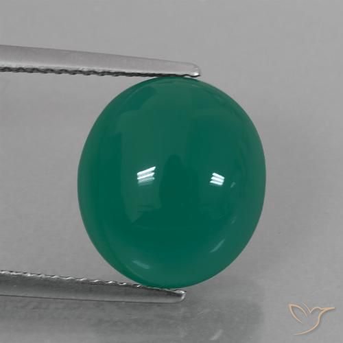 6.30ct 자연스러운 미디엄 그린 마노, 타원형, 투명한