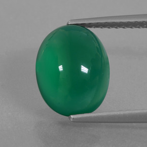 3.62캐럿 천연 그린 아게이트, 타원형 컷, 10.8×8.4 mm, 투명한