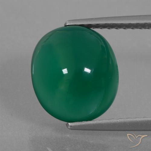 4.01캐럿 천연 포레스트 그린 아게이트, 타원형 컷, 10.7×9.3 mm, 투명한