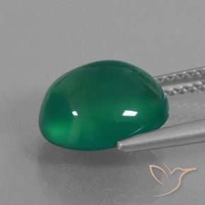 4.01캐럿 천연 포레스트 그린 아게이트, 타원형 컷, 10.7×9.3 mm, 투명한