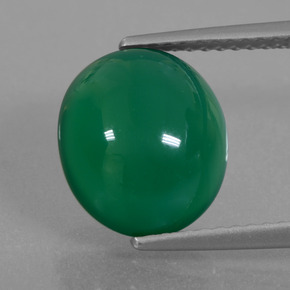 4.31캐럿 천연 그린 아게이트, 타원형 컷, 10.9×9.5 mm, 투명한
