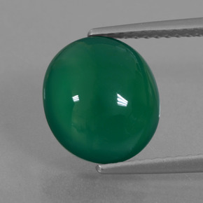 3.82캐럿 천연 포레스트 그린 아게이트, 타원형 컷, 10.8×9.4 mm, 투명한