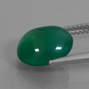 3.82캐럿 천연 포레스트 그린 아게이트, 타원형 컷, 10.8×9.4 mm, 투명한