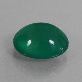 5.79캐럿 천연 중간 짙은 녹색 아게이트, 타원형 컷, 13×11.1 mm, 투명한
