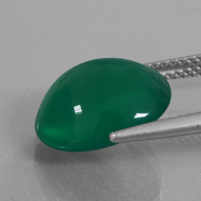 5.79캐럿 천연 중간 짙은 녹색 아게이트, 타원형 컷, 13×11.1 mm, 투명한