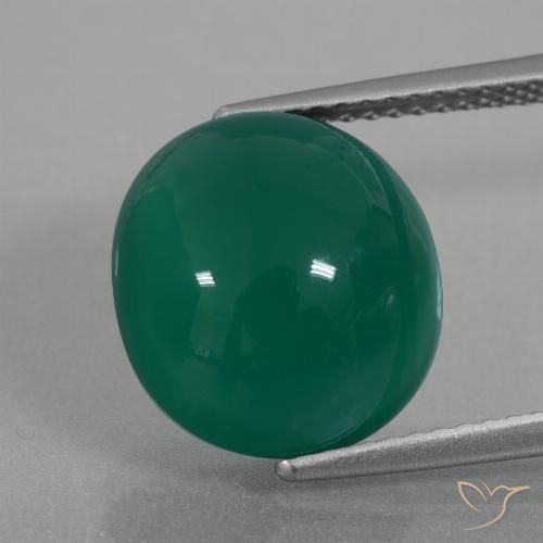 6.90ct 자연스러운 미디엄 그린 마노, 타원형, 투명한