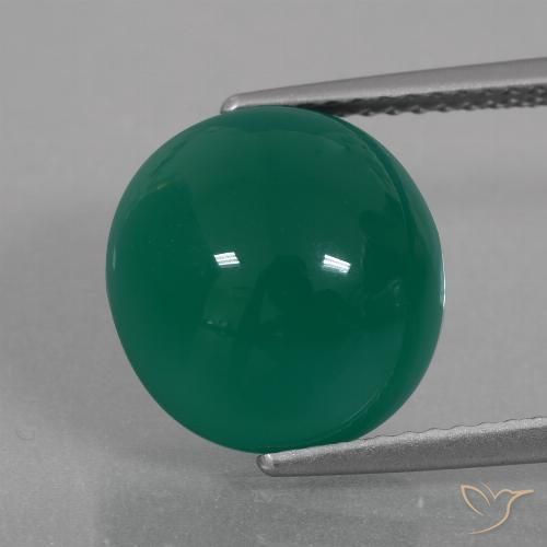6.52ct 자연스러운 미디엄 그린 마노, 타원형, 투명한