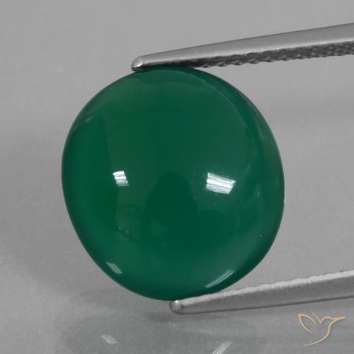 5.73ct 자연스러운 녹색 마노, 타원형, 투명한