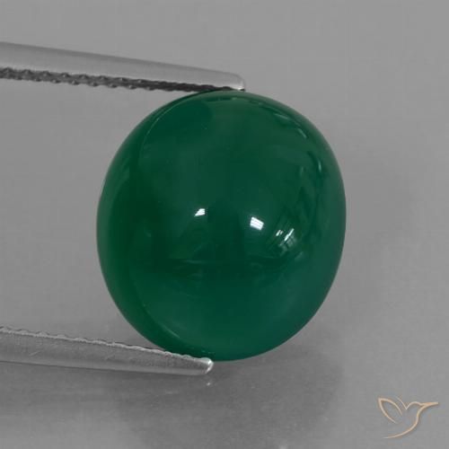 7.21ct 자연스러운 미디엄 그린 마노, 타원형, 투명한
