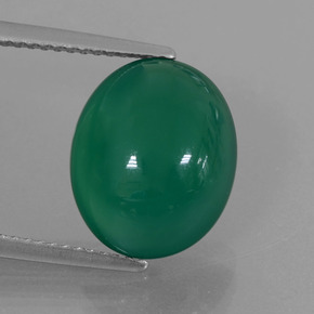 5.74캐럿 천연 미디엄 그린 아게이트, 타원형 컷, 13.1×10.6 mm, 투명한