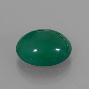 5.74캐럿 천연 미디엄 그린 아게이트, 타원형 컷, 13.1×10.6 mm, 투명한