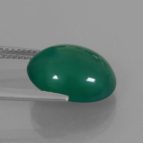 5.74캐럿 천연 미디엄 그린 아게이트, 타원형 컷, 13.1×10.6 mm, 투명한