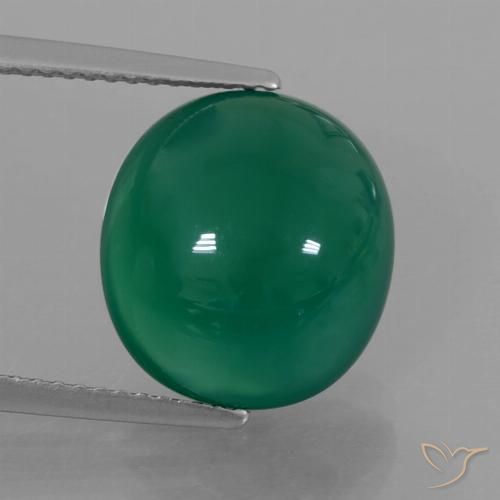 7.06ct 자연스러운 포레스트 그린 마노, 타원형, 투명한